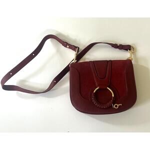 See By Chloe Hana Small Burgundy Leather Suede Crossbody Bag
